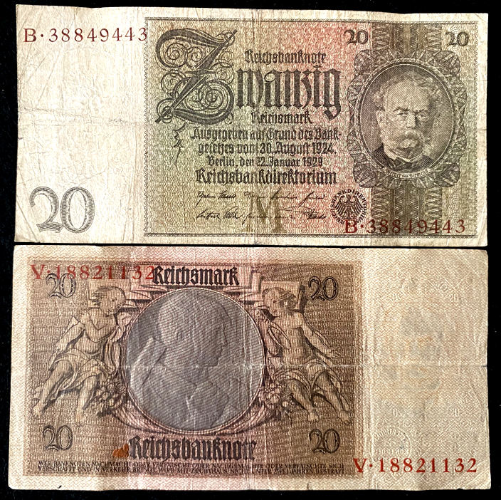 Germany 20 Reichsmark 22 Jan 1929 BERLIN - 93 Years Old