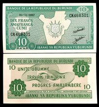 Load image into Gallery viewer, Burundi 10 Francs Banknote World Paper Money UNC Currency Bill Note