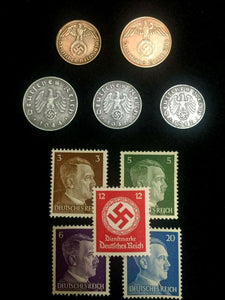 WW2 Authentic Rare German Coins and Unused Stamps World War 2 Artifacts