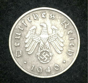 WW2 Rare10 RP German Coin & Stamp & 20 Mark Bill in Holder -Historical Artifacts - Collectors Couch