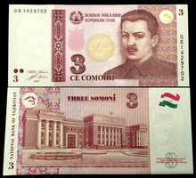 Load image into Gallery viewer, Tajikistan 3 Somoni 2010 Banknote World Paper Money UNC Currency Bill Note