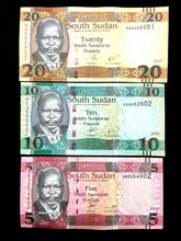 Load image into Gallery viewer, South Sudan 5, 10, 20 Pounds Banknote World Paper Money UNC Currency Bill Note - Collectors Couch