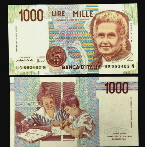 Italy 1000 Lire 1990 October 3 UNC Brand New 1 Bill - Collectors Couch