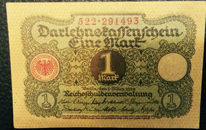German WW2 Rare 10 Rp Coin wth  Stamps 1 Mark Bill in Disp frame - Collectors Couch