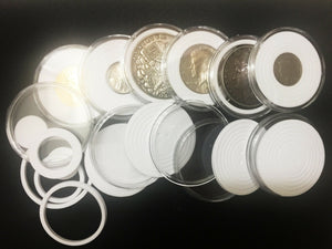 20 Air Tight Coin Capsule Holders with Adjustable Rings For Coins 20mm - 40mm - Collectors Couch