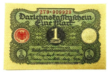 Load image into Gallery viewer, WW2 Rare German Nazi Third Reich 1 Rp Coin, Stamps &amp; 1 Mark Bill in Display frame - Collectors Couch