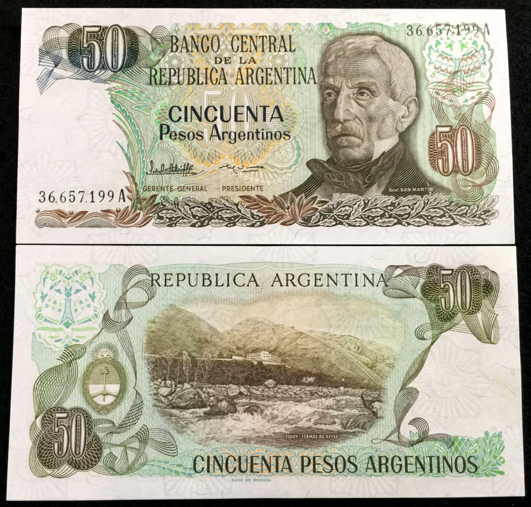 Argentina 50 Pesos 1983-85 Banknote World Paper Money UNC Currency Bill Note
