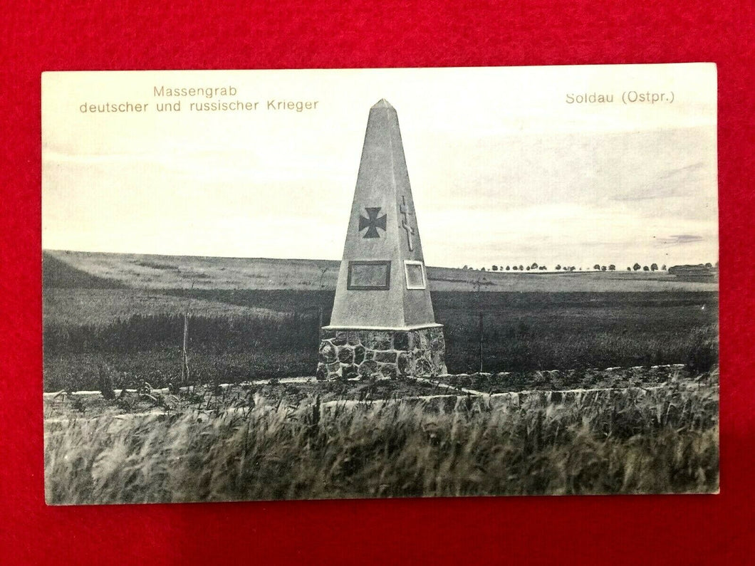 Antique WW1 Rarest Postcard - Mass grave of German & Russian Soldiers in Soldau