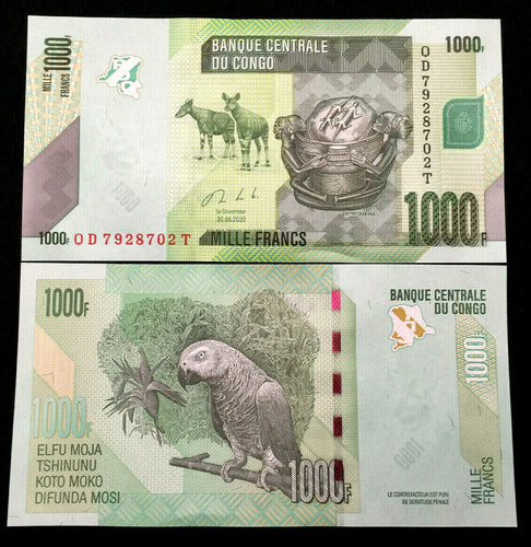 Congo 1000 FRANCS 2020 Banknote World Paper Money UNC Currency Bill Note - Collectors Couch