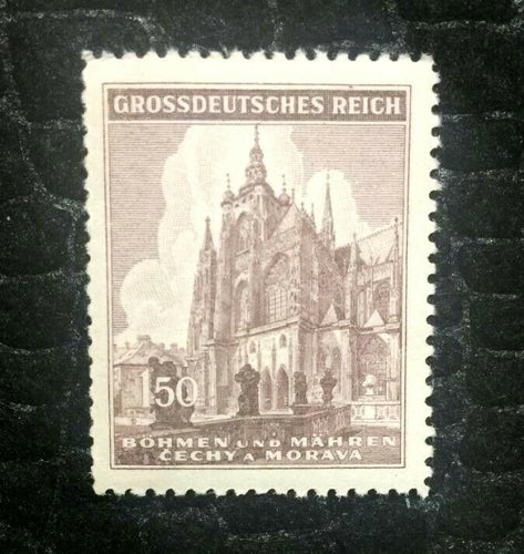 Rare Old Antique Authentic WWII German Bohmen Unused Stamp - 150Rp