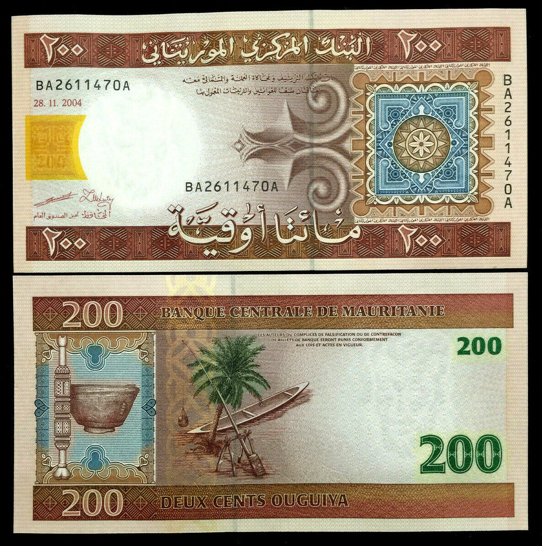 Mauritania 200 Ouguiya 2004 Banknote World Paper Money UNC Currency Bill Note