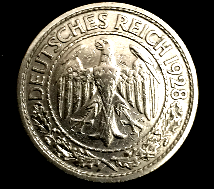 Historical Antique Authentic - German 1928 50 Reichspfennig Coin - Rare Coin