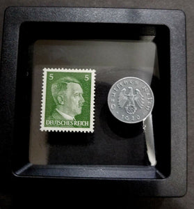 Rare WW2 German 5 Reichspfennig Coin & Unused Stamp Historical Artifacts - Collectors Couch