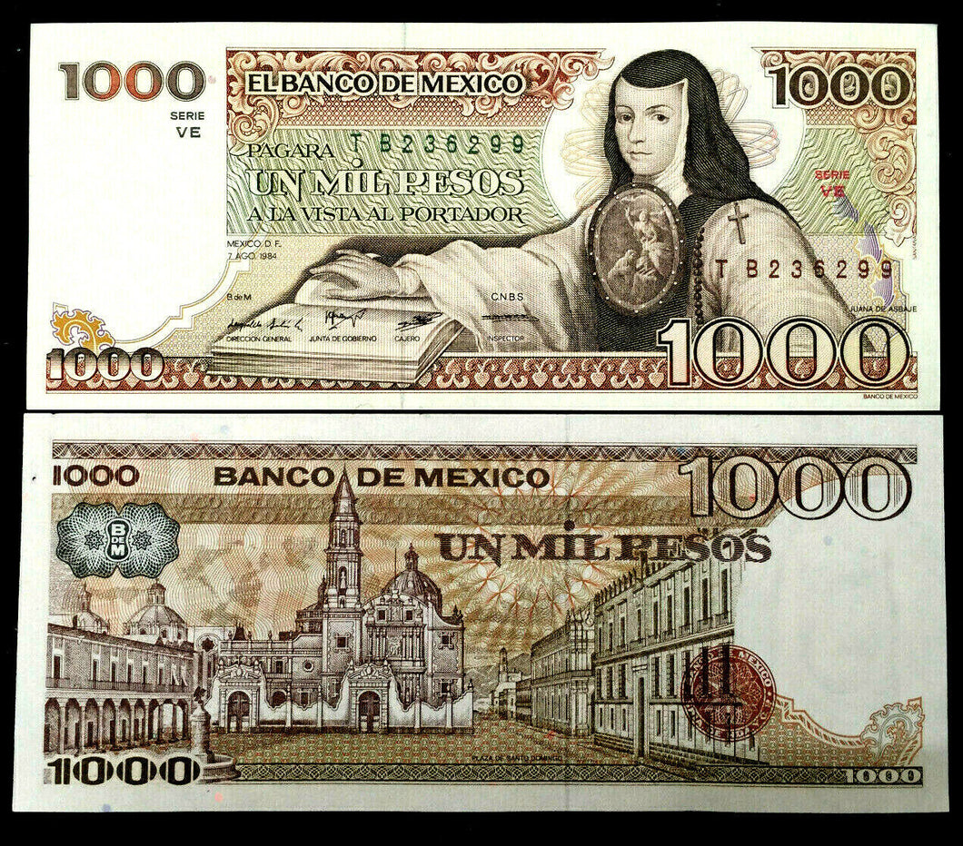 Mexico 1000 Pesos 1984 Banknote World Paper Money UNC
