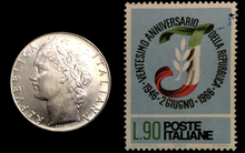 Load image into Gallery viewer, Italy Collection - Unused Italy Stamp &amp; Used 500 Lire Coin - Educational Gift