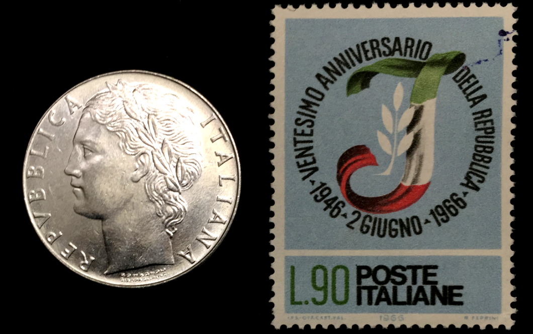 Italy Collection - Unused Italy Stamp & Used 500 Lire Coin - Educational Gift