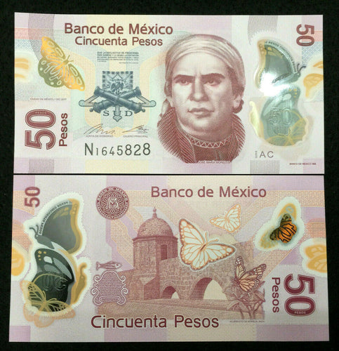 Mexico 50 Pesos 2017 P0LYMER Banknote World Paper Money UNC - Collectors Couch
