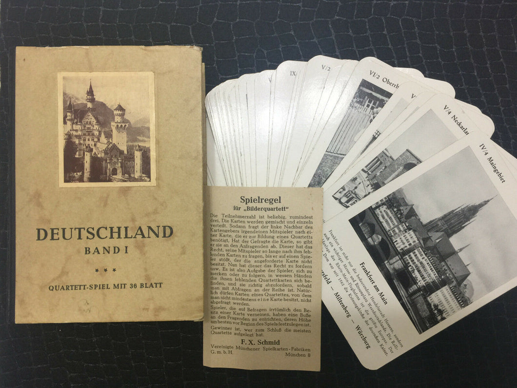 Authentic Antique Very Rare Old German Complete Card Set of 36 Cards in Box - Collectors Couch