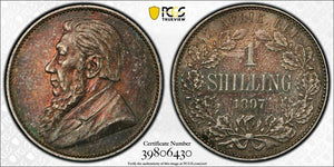 1897 South Africa Shilling PCGS AU Details - Rare Historical Certified Artifact