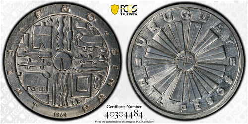 1969-So Uruguay FAO Silver 1000 Pesos PCGS UNC - Collectors Couch