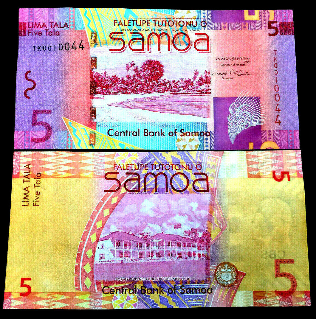 Western Samoa 5 Tala 2012 Banknote World Paper Money UNC Currency Bill Note - Collectors Couch