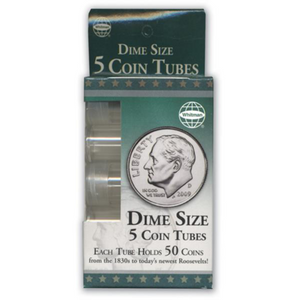 New DIME Size Coin Tubes From Whitman - 4 Packs Of 5 Each. Tube Hold 50 Coins