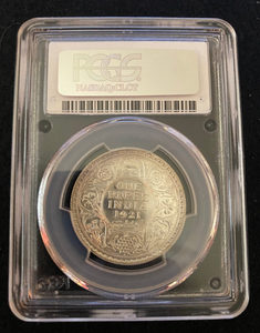 British India 1921 B George Rupee PCGS MS 63