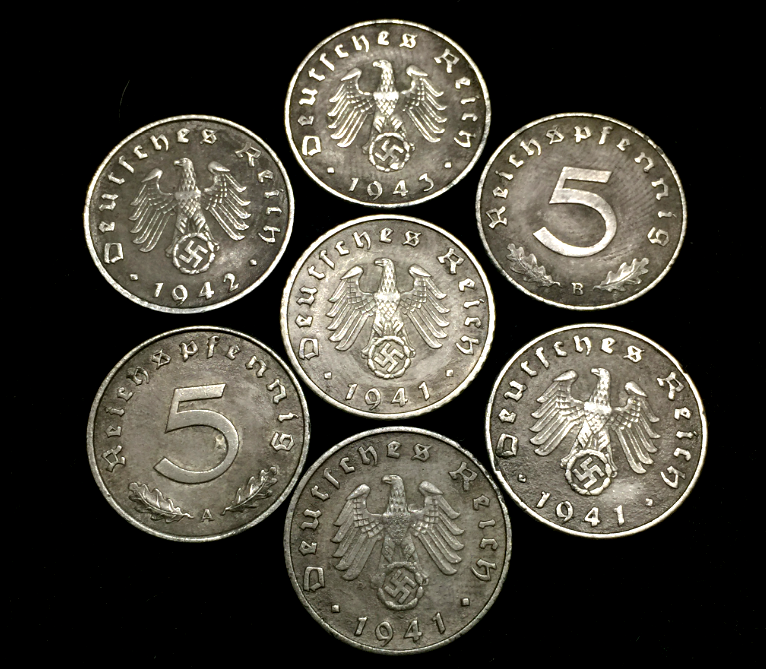 Lot Of Authentic Third Reich Nazi Germany Coins (1940-1944) – Zinc Circulated WWII Era Collectibles