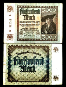 Germany 5000 Reichsbanknote 1922 Banknote World Paper Money Currency Circulated