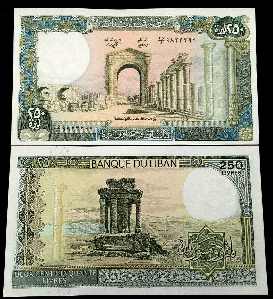 Lebanon 250 Livres 1988 Banknote World Paper Money UNC Currency Bill Note - Collectors Couch