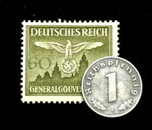 Load image into Gallery viewer, Rare Old WWII German War 1 Reichspfennig Coin &amp; Stamp World War 2 Artifacts