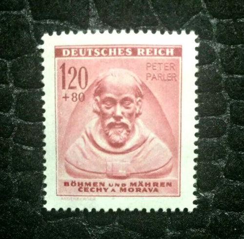 Rare Old Antique Authentic WWII Bohmen PETER PARLER Unused German Stamp 120 Rp - Collectors Couch