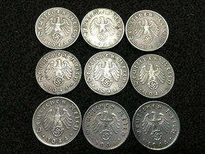 ONE Rare Old WWII German Nazi Coin Five Reichspfennig 1944 D-Day World War 2 Artifact - Collectors Couch