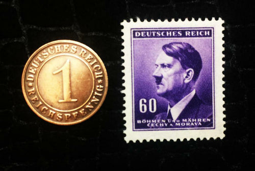 Authentic German WW2 Purple Stamp and Coin Historical WW2 Authentic Artifact - Collectors Couch