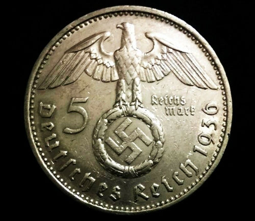 Rare WW2 German 5 Reichsmark SILVER Coin with EAGLE - Historical Artifact - Collectors Couch