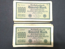 Load image into Gallery viewer, German Rare Authentic Lot of 10 1000 Mark Bills - Historical Artifacts.