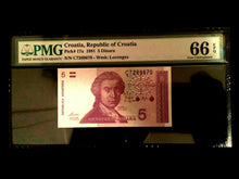 Load image into Gallery viewer, Croatia 5 Dinara 1991 Banknote World Paper Money UNC Currency - PMG Certified
