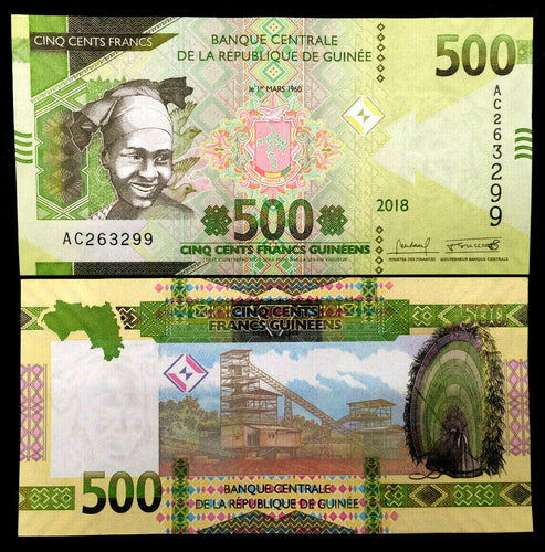 Guinea 500 Francs 2018-2019 Banknote World Paper Money UNC Bill Note - Collectors Couch