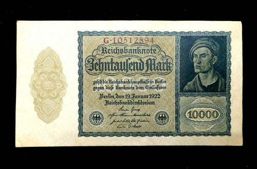 Authentic Historical 1922 Germany 10000 Reichsbanknote FAMOUS VAMPIRE BILL - Collectors Couch