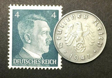 Load image into Gallery viewer, WW2 German 10 Reichspfennig Coins with Rare &amp; Unused Stamp Historical Artifacts
