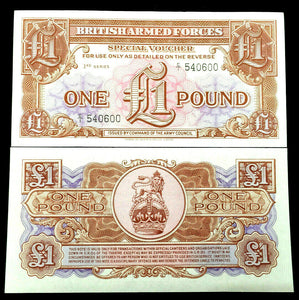 Great Britain / UK British Armed Forces 1 Pound 1956 Banknote World Paper Money - Collectors Couch