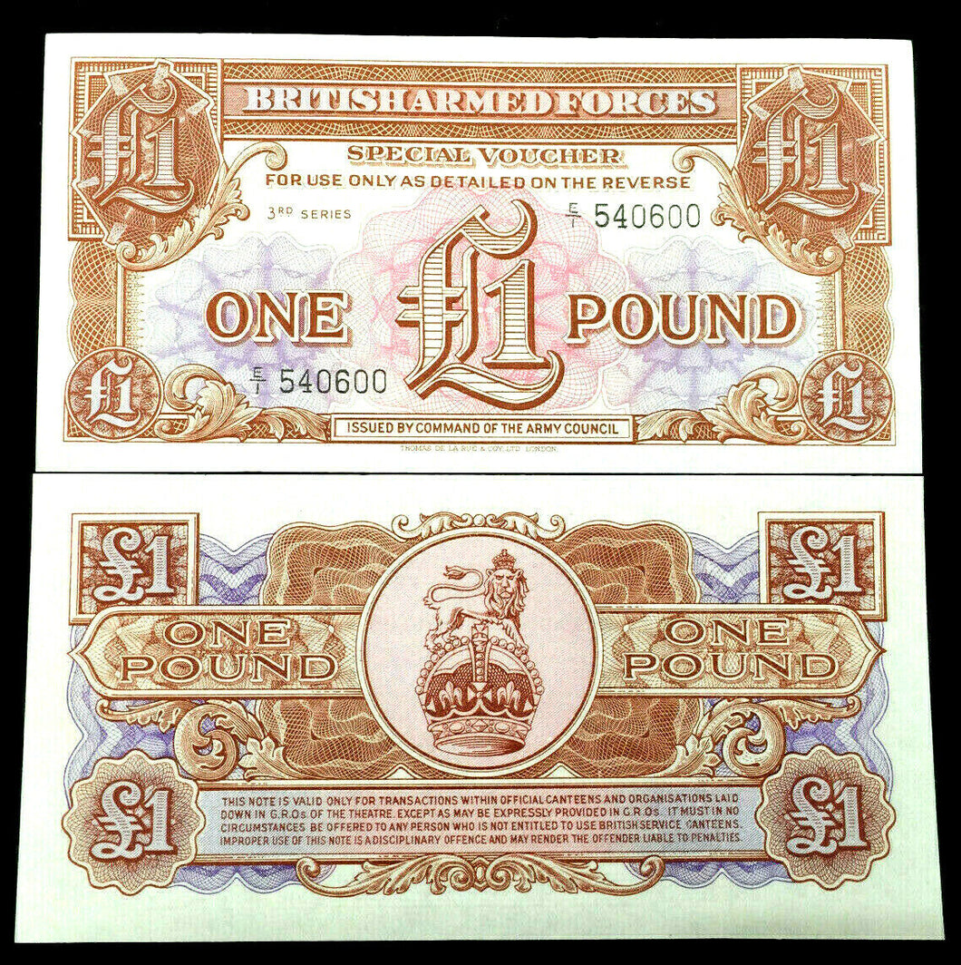 Great Britain / UK British Armed Forces 1 Pound 1956 Banknote World Paper Money - Collectors Couch