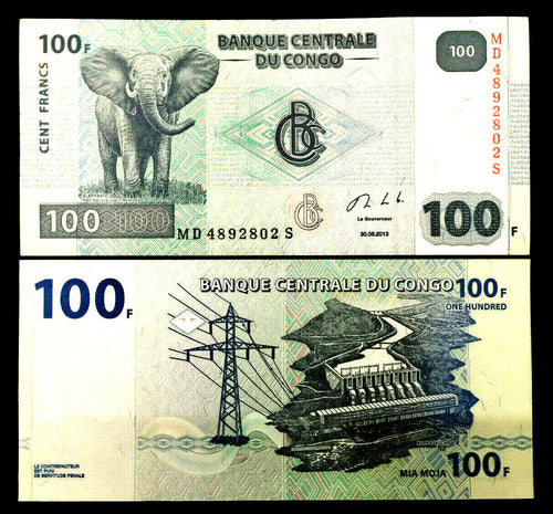 Congo 100 FRANCS Banknote World Paper Money UNC Currency Bill Note - Collectors Couch