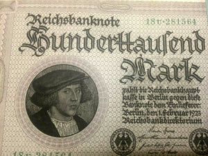 Authentic Bundle of 20 - 100,000 German Marks - 1923 Uncirculated Consecutive - Collectors Couch