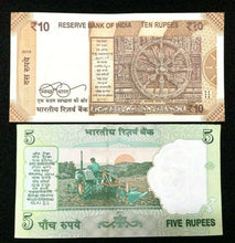 Load image into Gallery viewer, India 5 and 10 Rupees GANDHI Banknote World Paper Money UNC Currency Bills Note