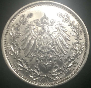 German Half Mark SILVER Coin  World War 1 RARE Authentic Coin Great Investment - Collectors Couch