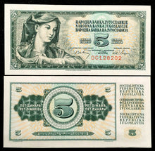 Load image into Gallery viewer, Yugoslavia 5 Dinara Year 1968 Banknote World Paper Money UNC Currency Bill