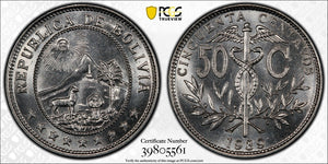 BOLIVIA 50 CENTS 1939 PCGS MS65