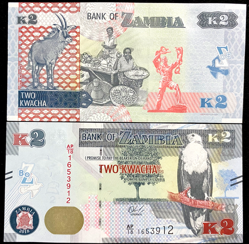 Zambia 2 Kwacha 2018 Banknote World Paper Money UNC Currency Bill Note - Collectors Couch