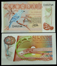Load image into Gallery viewer, Suriname 2 1/2 Gulden 1985 Banknote World Paper Money UNC Currency Bird Lizard